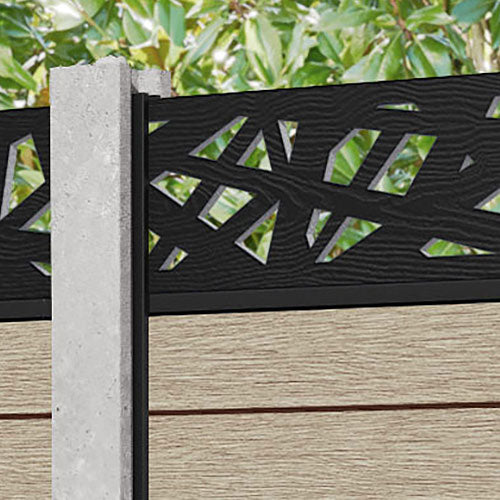 Fusion Prism Fence Panel - Light Oak - for existing concrete posts