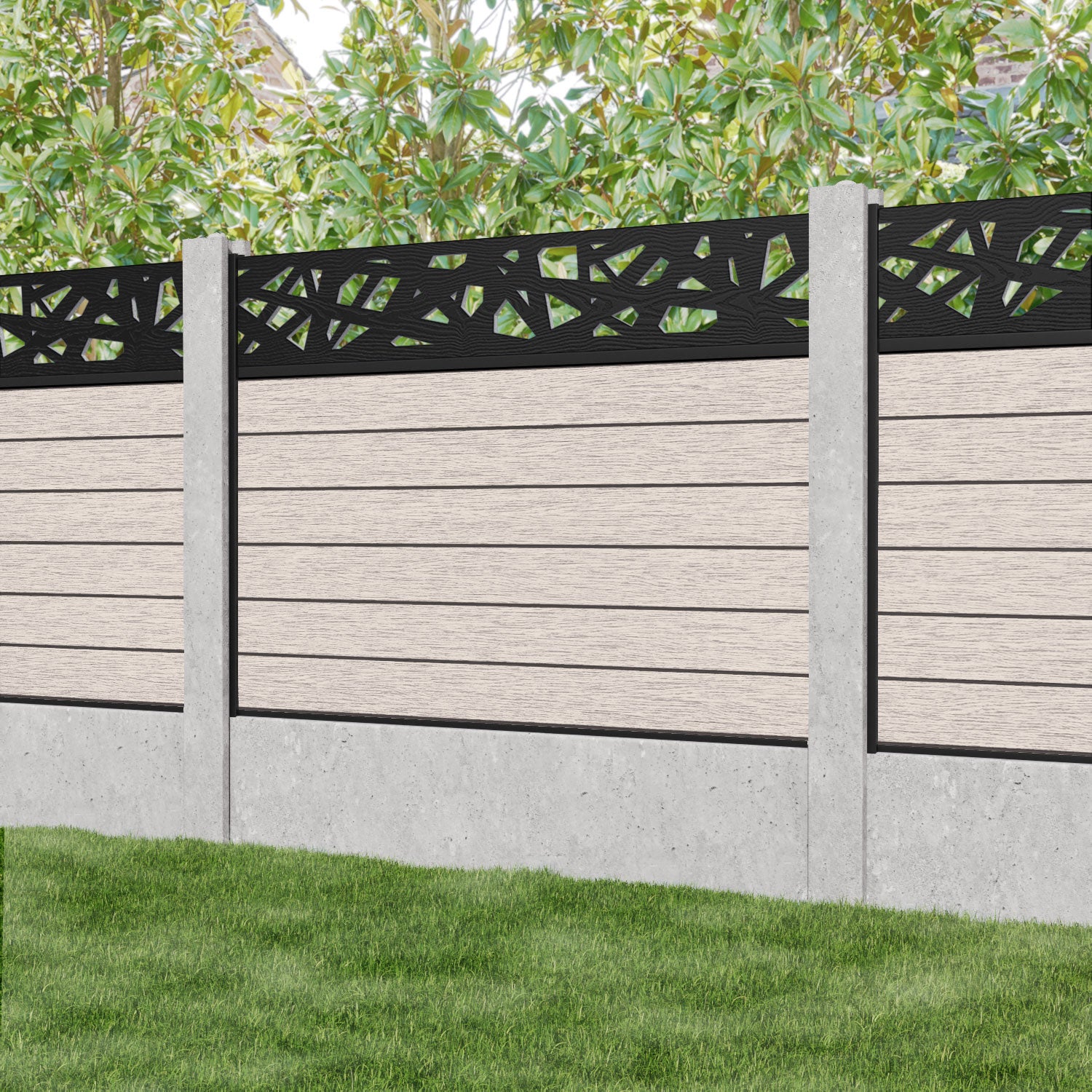 Fusion Prism Fence Panel - Mid Stone - for existing concrete posts