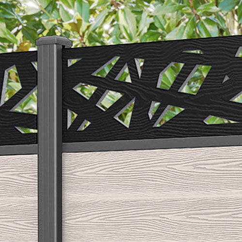 Classic Prism Fence Panel - Mid Stone - with our aluminium posts
