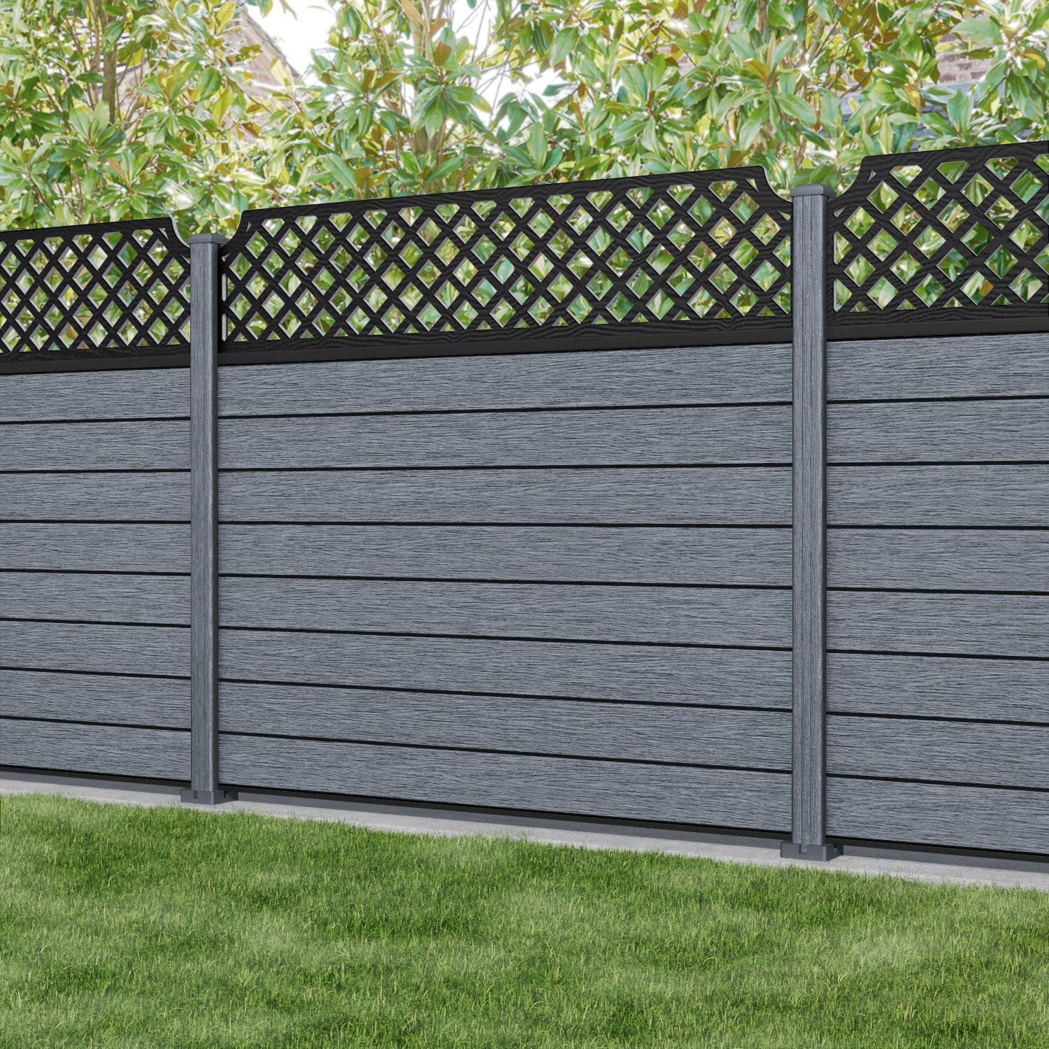 Fusion Regal Hive Fence Panel - Anthracite - with our composite posts