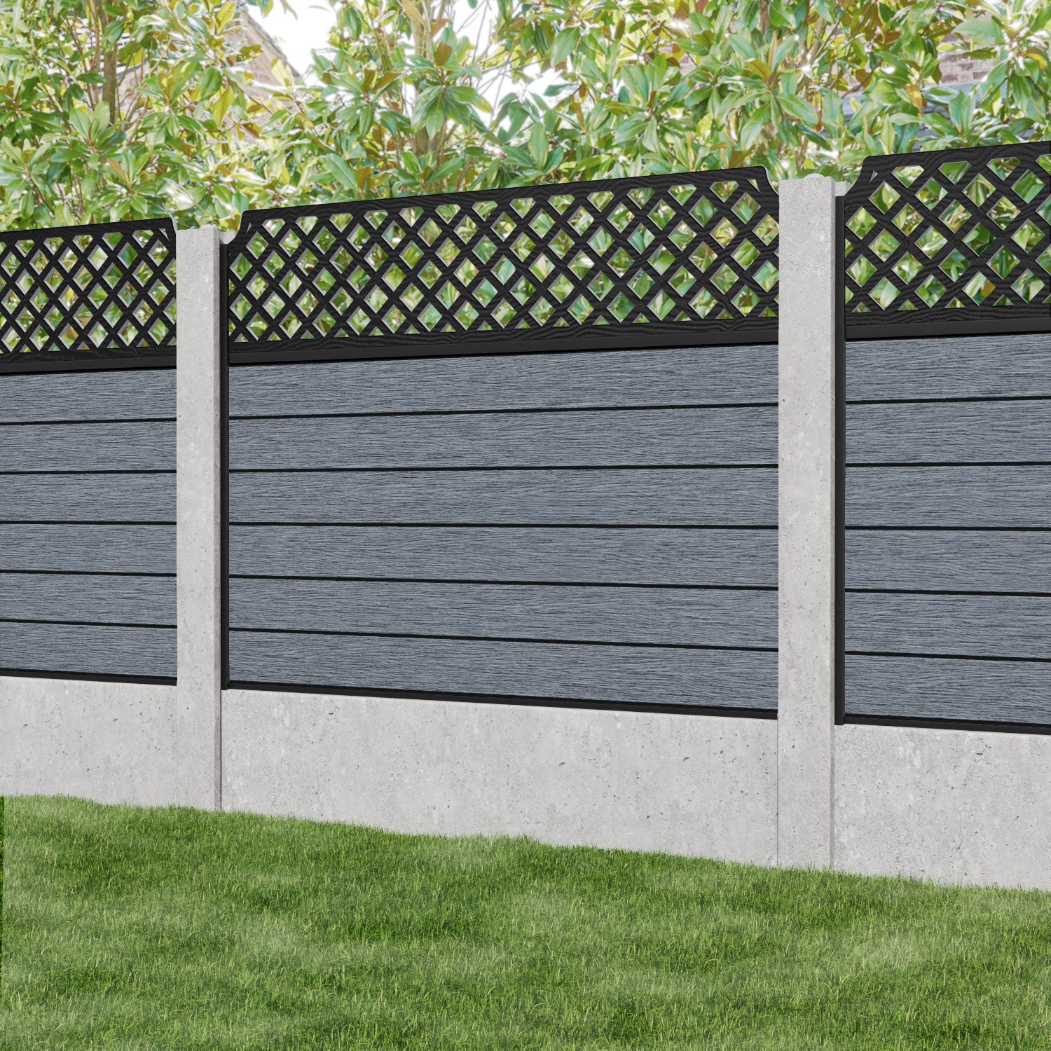 Fusion Regal Hive Fence Panel - Anthracite - for existing concrete posts