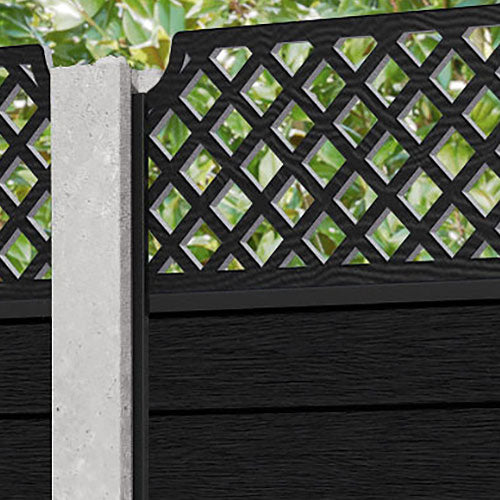 Fusion Regal Hive Fence Panel - Black - for existing concrete posts