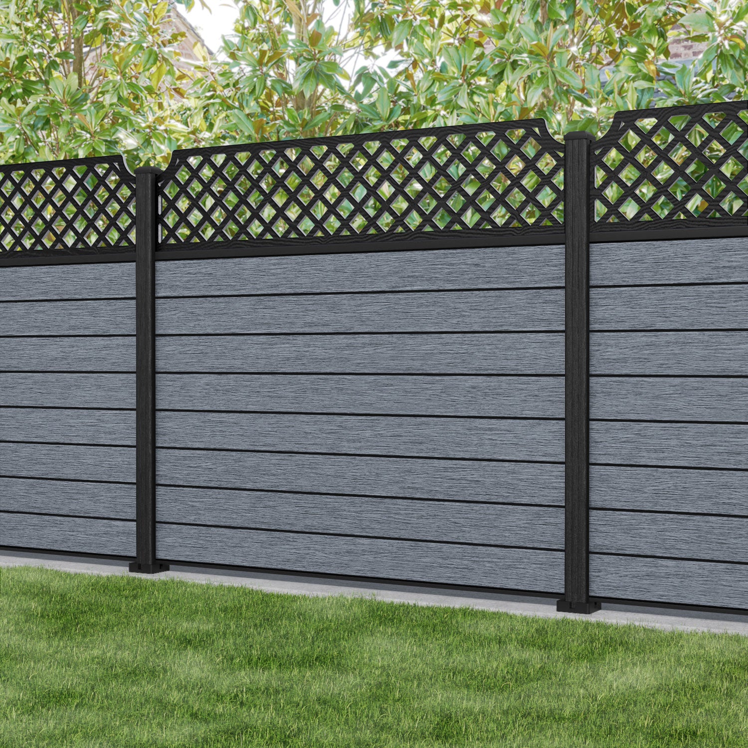 Fusion Regal Hive Fence Panel - Anthracite - with our composite posts