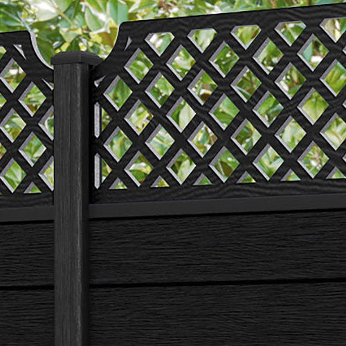 Fusion Regal Hive Fence Panel - Black - with our aluminium posts