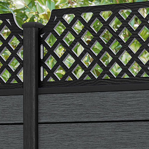 Fusion Regal Hive Fence Panel - Dark Grey - with our composite posts