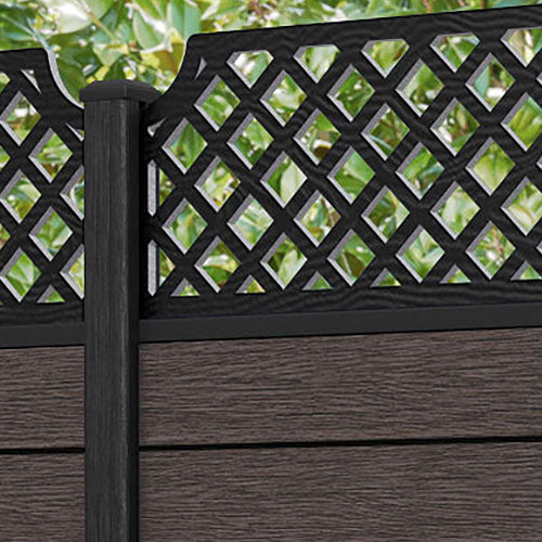 Fusion Regal Hive Fence Panel - Mid Brown - with our composite posts