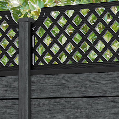 Fusion Regal Hive Fence Panel - Dark Grey - with our composite posts