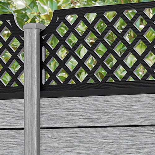 Fusion Regal Hive Fence Panel - Light Grey - with our composite posts