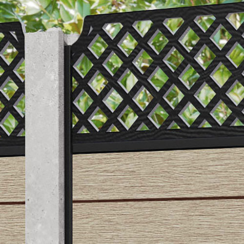 Fusion Regal Hive Fence Panel - Light Oak - for existing concrete posts