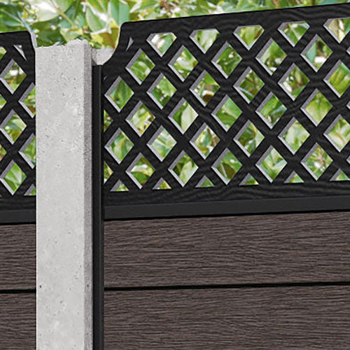 Fusion Regal Hive Fence Panel - Mid Brown - for existing concrete posts