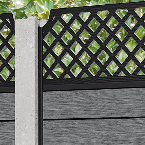 Fusion Regal Hive Fence Panel - Mid Grey - for existing concrete posts