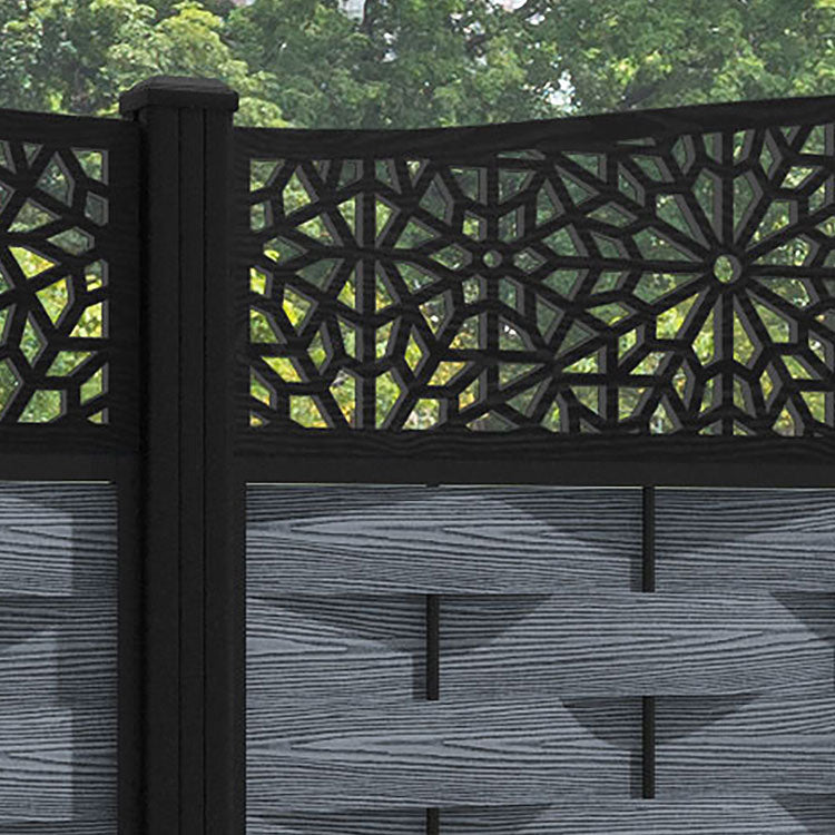 Ripple Alnara Curved Top Fence Panel - Anthracite - with our aluminium posts