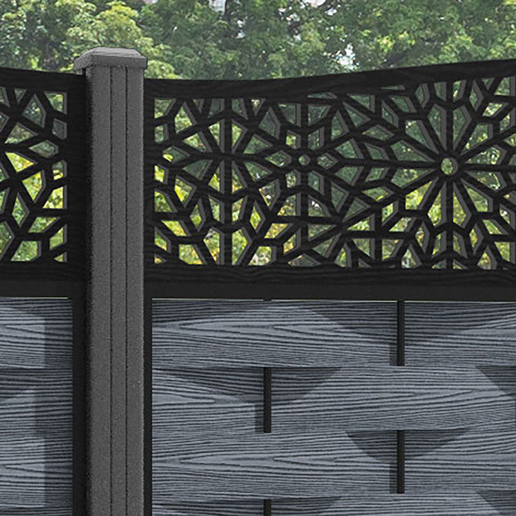Ripple Alnara Curved Top Fence Panel - Anthracite - with our aluminium posts