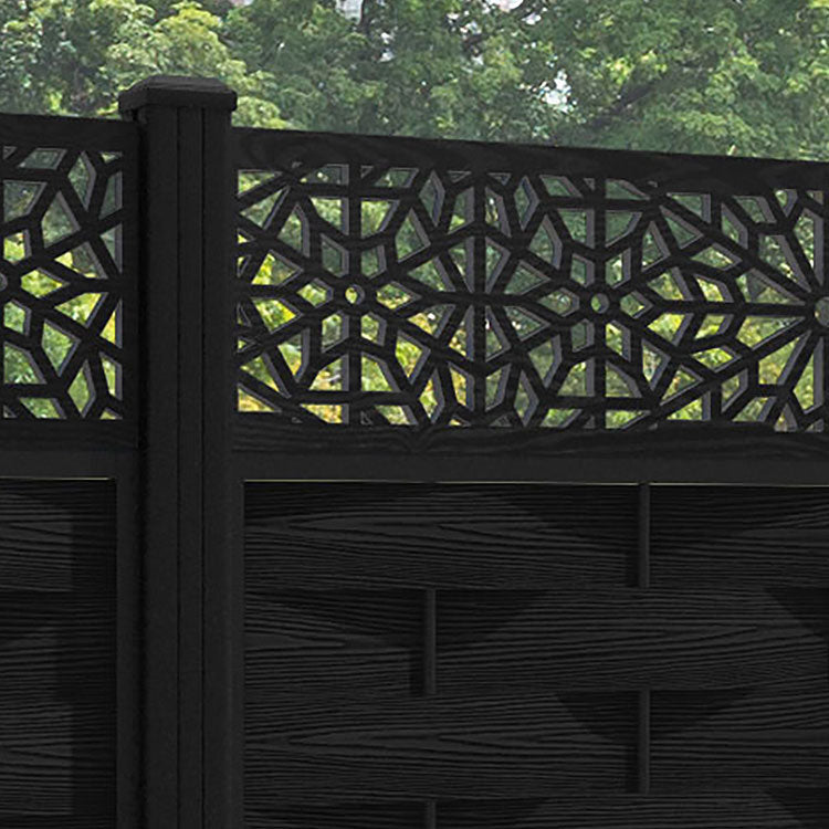 Ripple Alnara Fence Panel - Black - with our aluminium posts