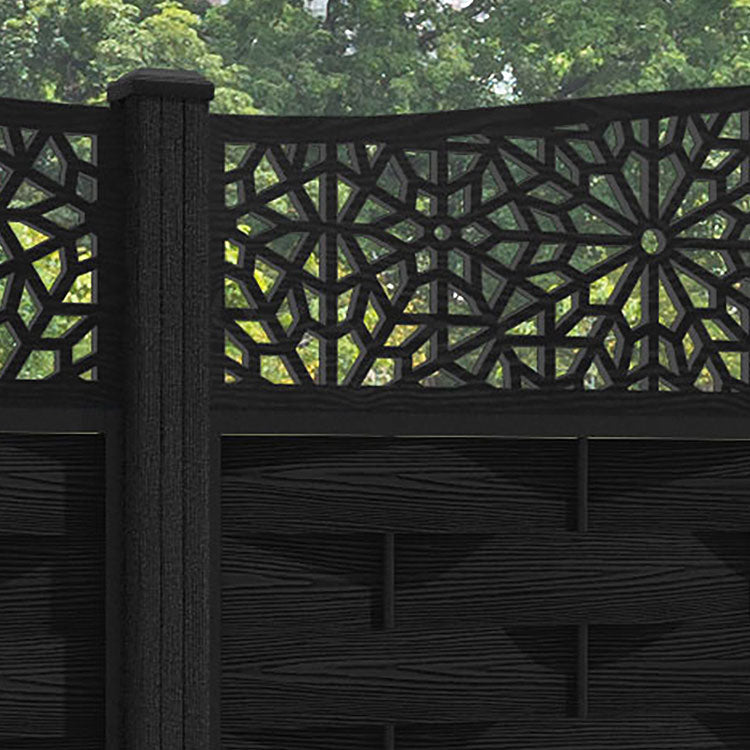 Ripple Alnara Curved Top Fence Panel - Black - with our composite posts