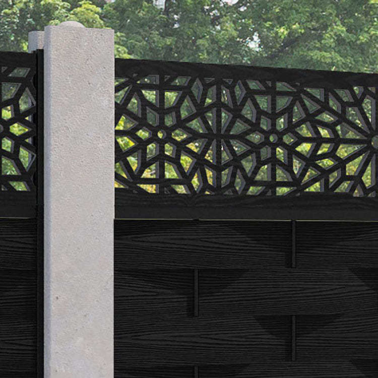 Ripple Alnara Fence Panel - Black - for existing concrete posts