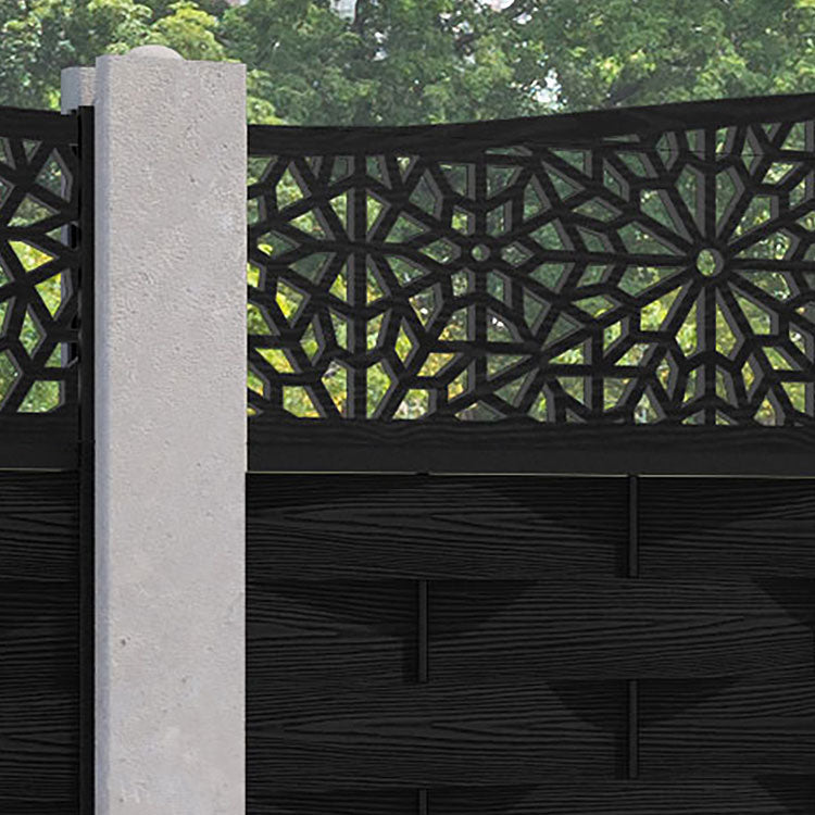 Ripple Alnara Curved Top Fence Panel - Black - for existing concrete posts