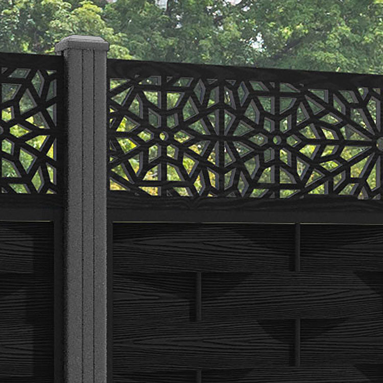 Ripple Alnara Fence Panel - Black - with our aluminium posts