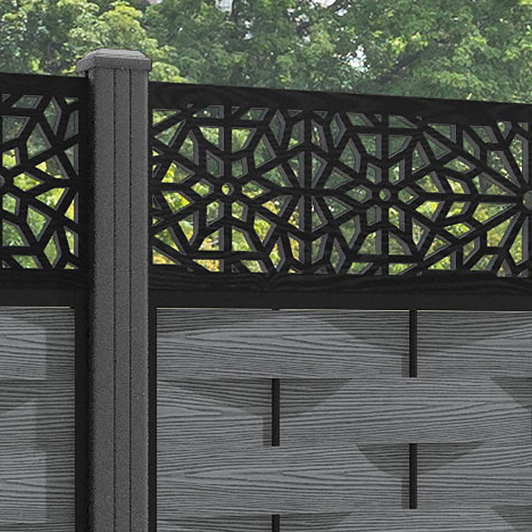 Ripple Alnara Fence Panel - Mid Grey - with our aluminium posts