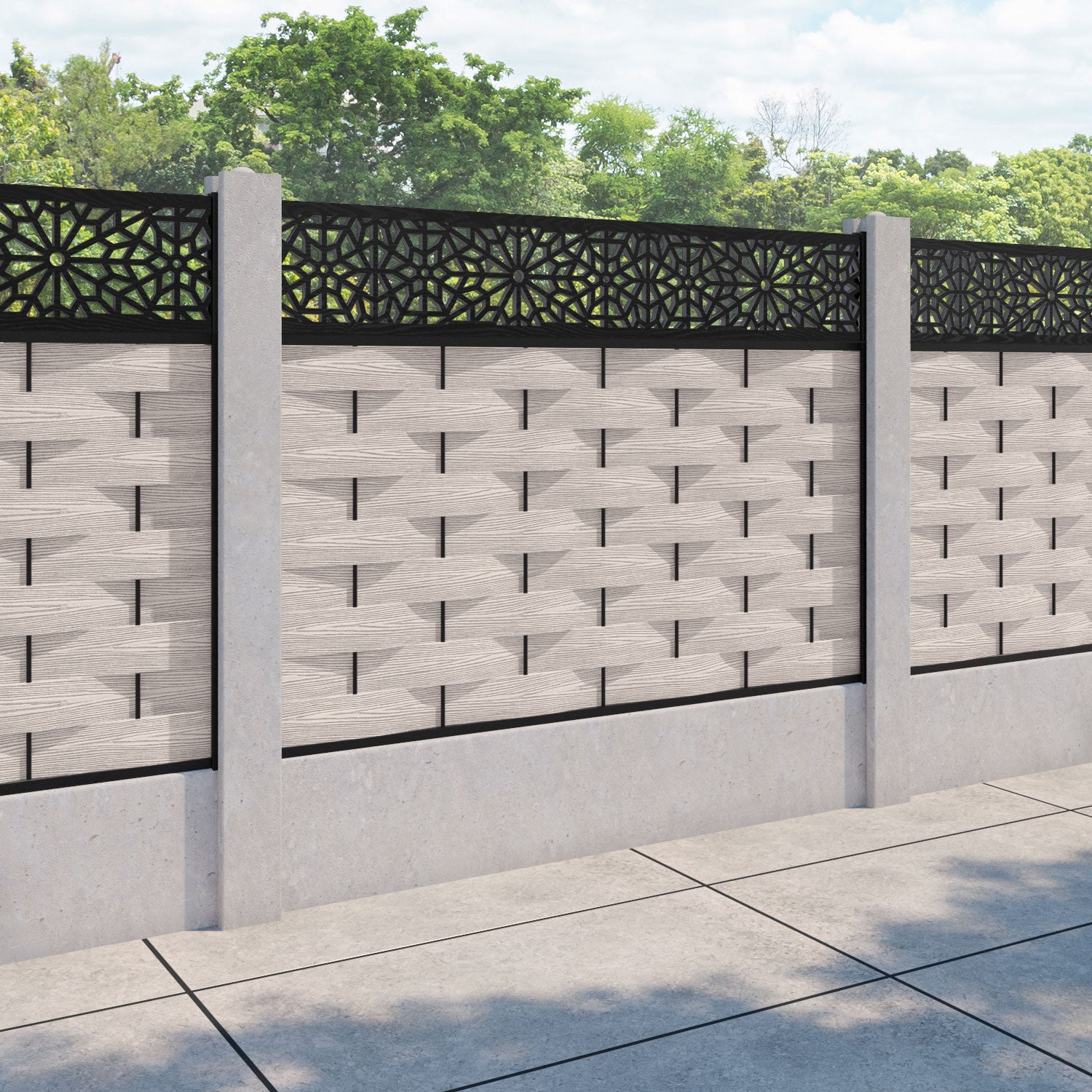 Ripple Alnara Fence Panel - Mid Stone - for existing concrete posts