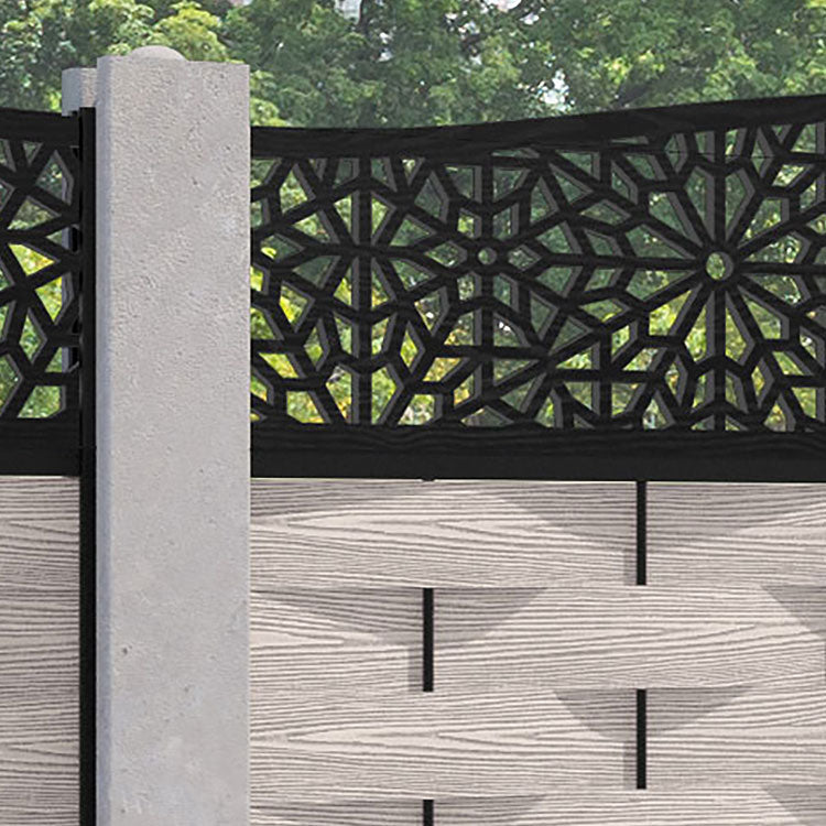Ripple Alnara Curved Top Fence Panel - Mid Stone - for existing concrete posts