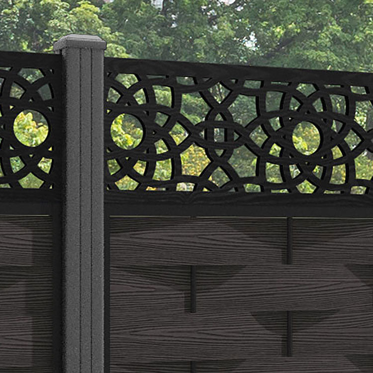 Ripple Ambar Fence Panel - Dark Oak - with our aluminium posts