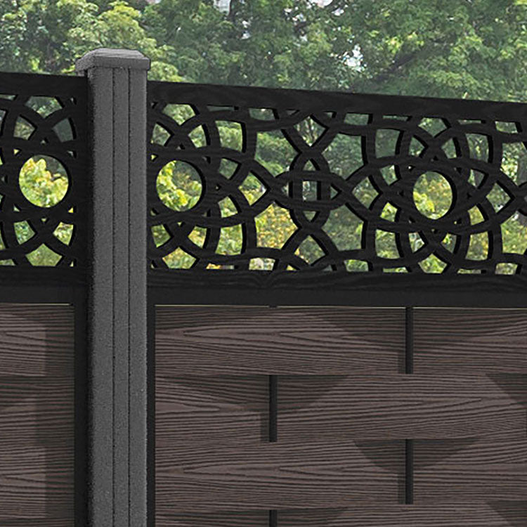 Ripple Ambar Fence Panel - Mid Brown - with our aluminium posts