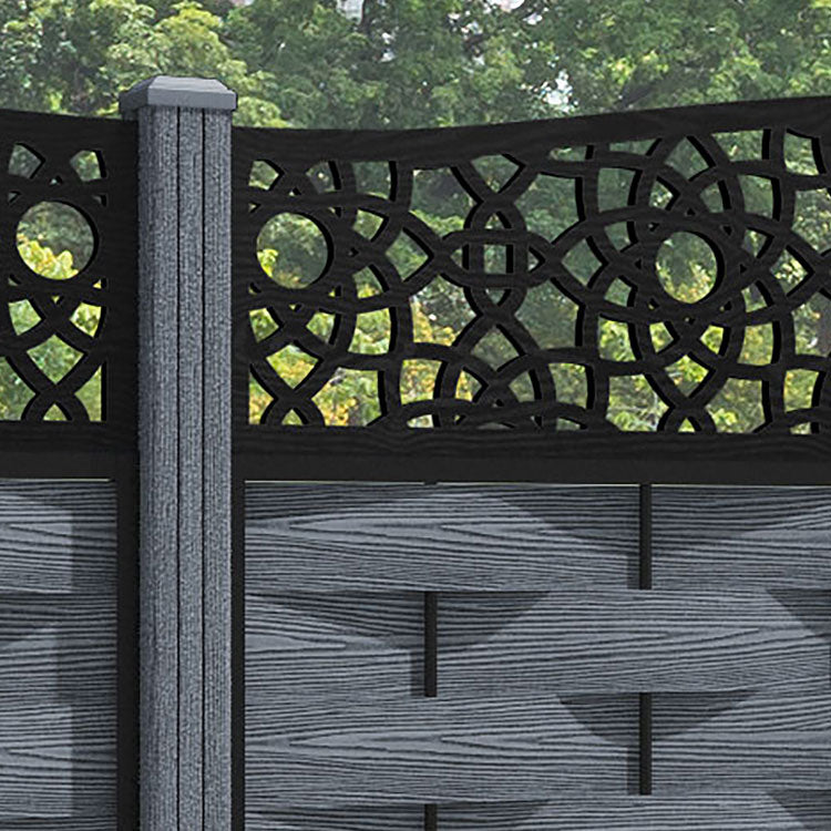 Ripple Ambar Curved Top Fence Panel - Anthracite - with our composite posts