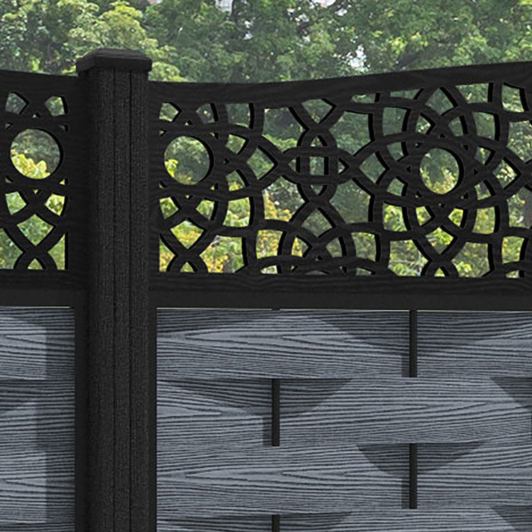 Ripple Ambar Curved Top Fence Panel - Anthracite - with our composite posts