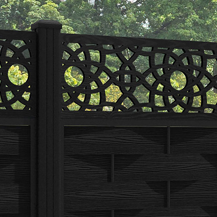 Ripple Ambar Fence Panel - Black - with our aluminium posts