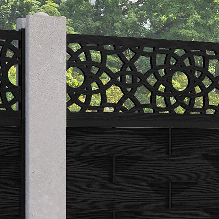 Ripple Ambar Fence Panel - Black - for existing concrete posts