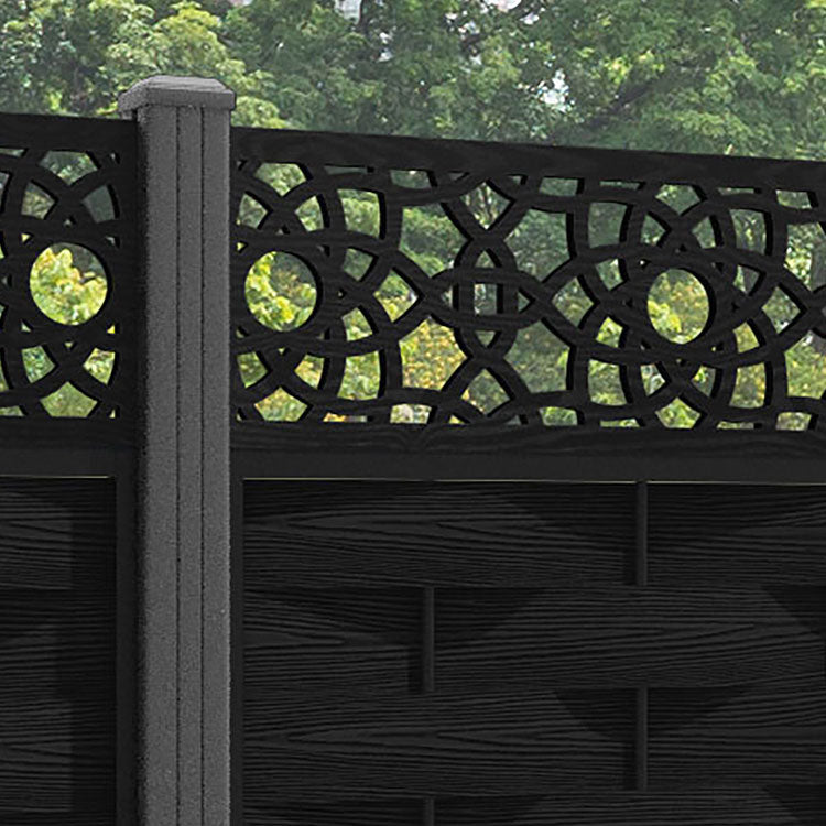 Ripple Ambar Fence Panel - Black - with our aluminium posts