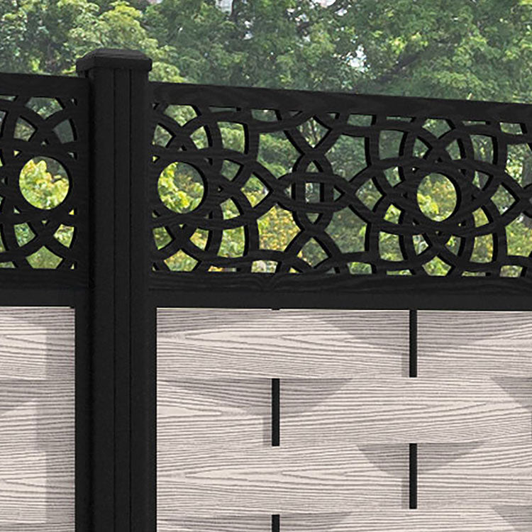 Ripple Ambar Fence Panel - Mid Stone - with our aluminium posts