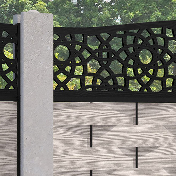 Ripple Ambar Curved Top Fence Panel - Mid Stone - for existing concrete posts