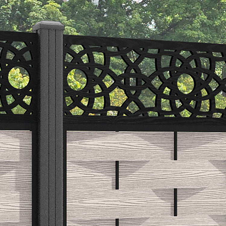 Ripple Ambar Fence Panel - Mid Stone - with our aluminium posts
