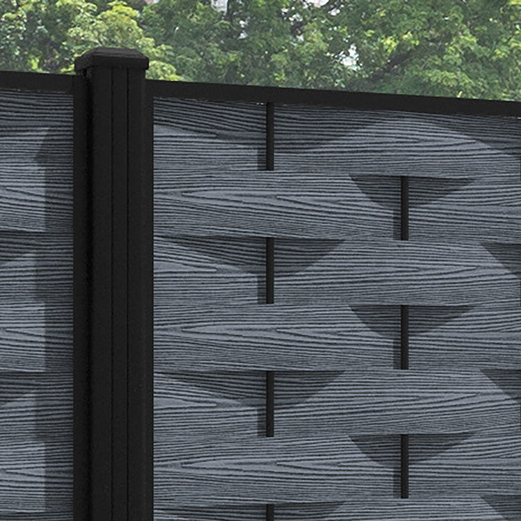 Ripple Fence Panel - Anthracite - with our aluminium posts