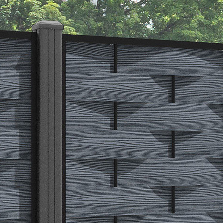 Ripple Fence Panel - Anthracite - with our aluminium posts
