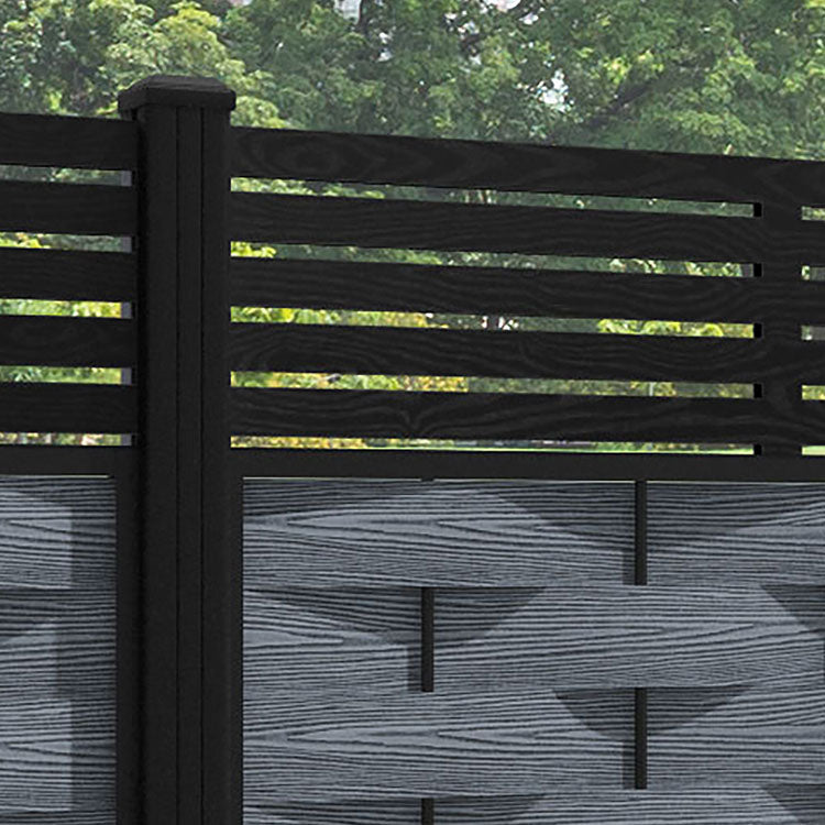 Ripple Aspen Fence Panel - Anthracite - with our aluminium posts