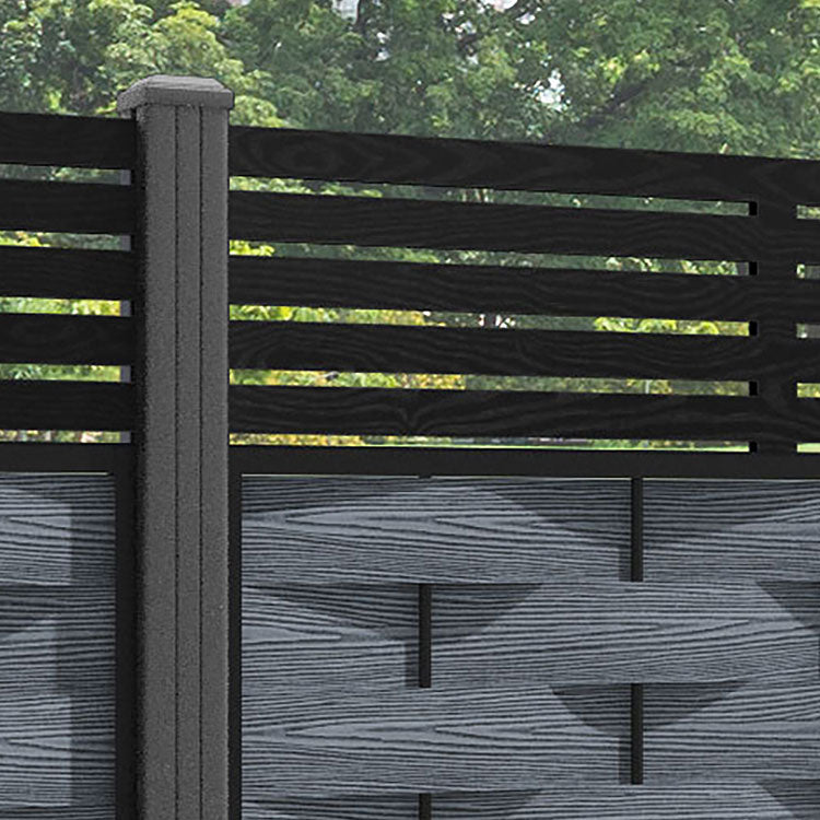 Ripple Aspen Fence Panel - Anthracite - with our aluminium posts