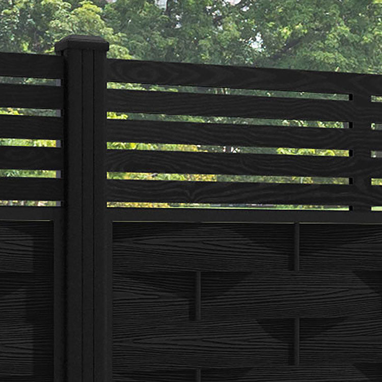 Ripple Aspen Fence Panel - Black - with our aluminium posts