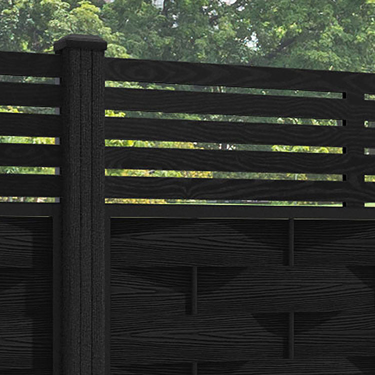 Ripple Aspen Fence Panel - Black - with our composite posts