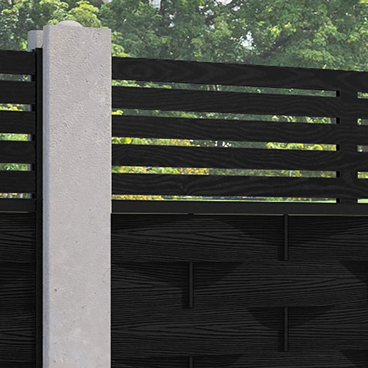Ripple Aspen Fence Panel - Black - for existing concrete posts