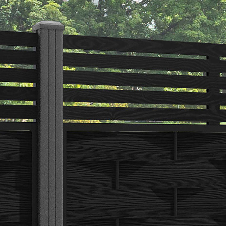 Ripple Aspen Fence Panel - Black - with our aluminium posts