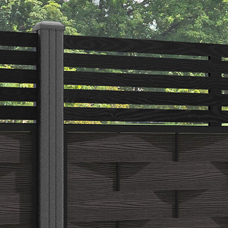 Ripple Aspen Fence Panel - Dark Oak - with our aluminium posts