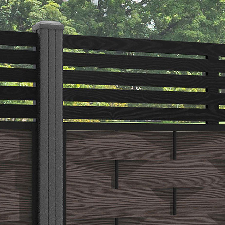 Ripple Aspen Fence Panel - Mid Brown - with our aluminium posts