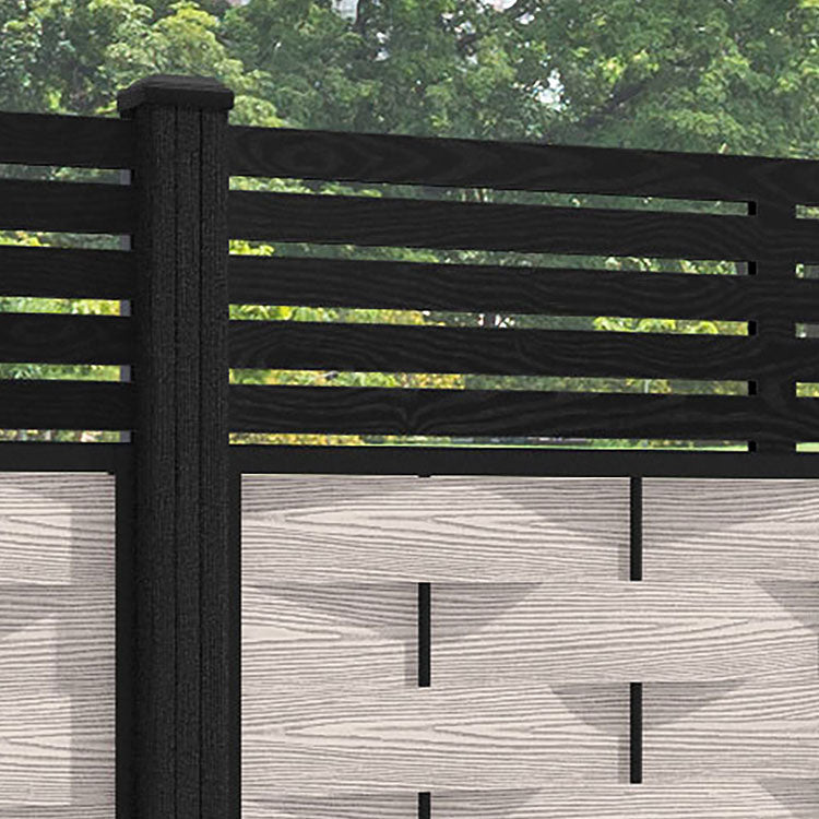 Ripple Aspen Fence Panel - Mid Stone - with our composite posts