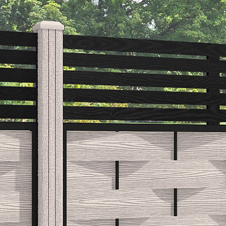 Ripple Aspen Fence Panel - Mid Stone - with our composite posts