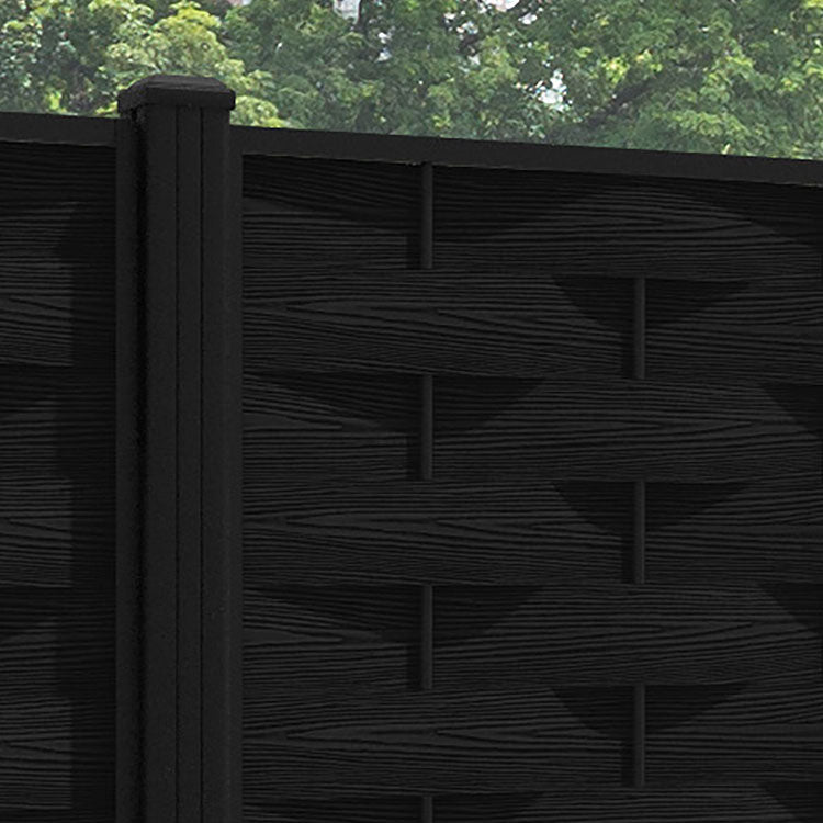 Ripple Fence Panel - Black - with our aluminium posts