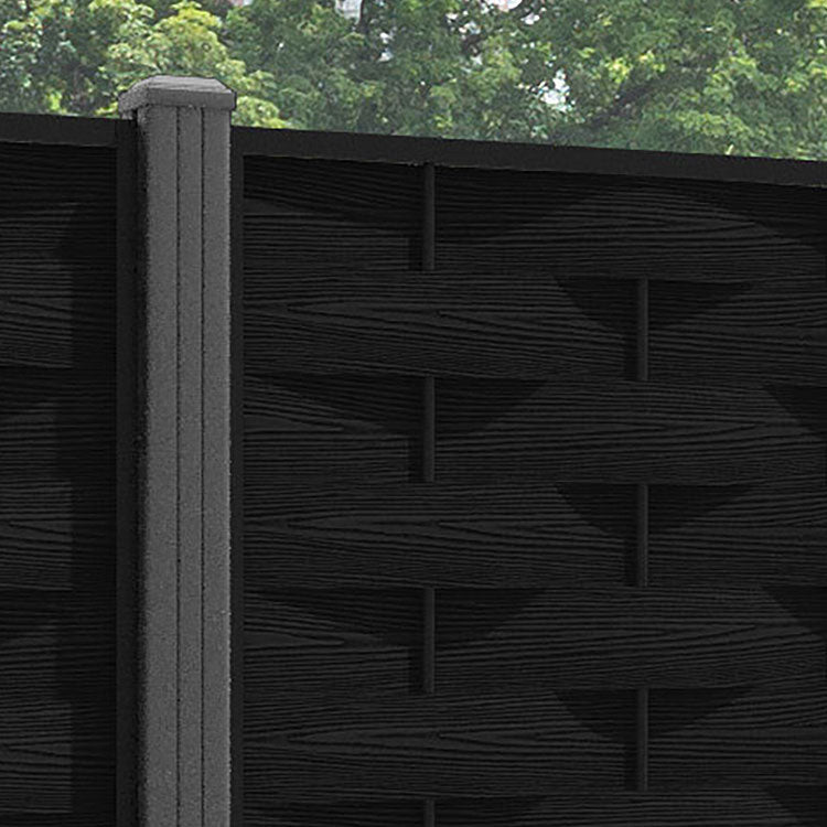 Ripple Fence Panel - Black - with our aluminium posts
