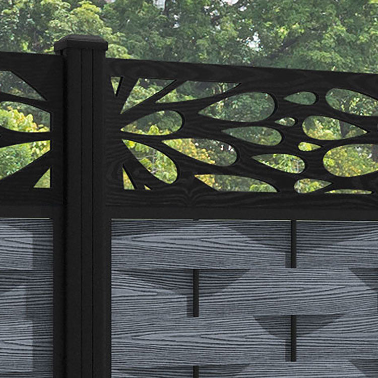 Ripple Blossom Fence Panel - Anthracite - with our aluminium posts